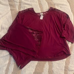 Soma Embliss lace trim top XL and lace trim crop pant L. NWT